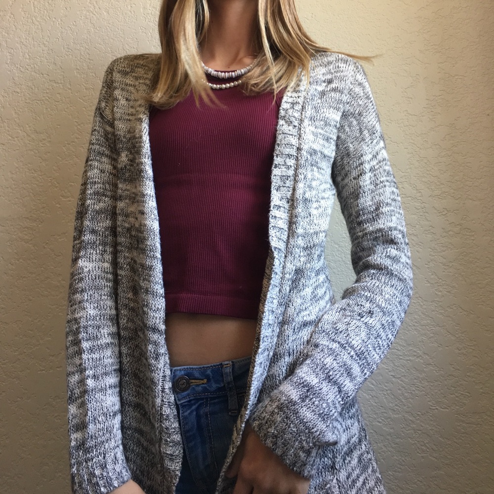 Pink republic heather-grey knit cardigan